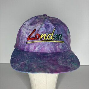 Vintage Purple Tie Dye London Embroidered Snapback Adjustable Hat